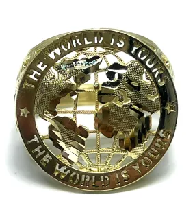 10k Solid Gold THE WORLD IS YOURS GLOBE WORLD Ring (5.8g)