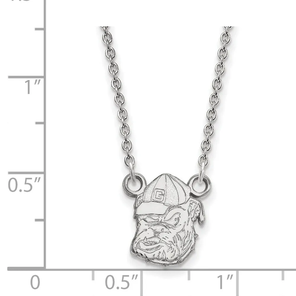 10k White Gold U of Georgia Small Bulldog Pendant Necklace