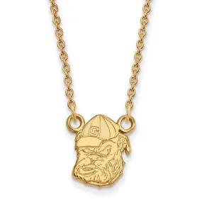 10k Yellow Gold U of Georgia Small Bulldog Pendant Necklace