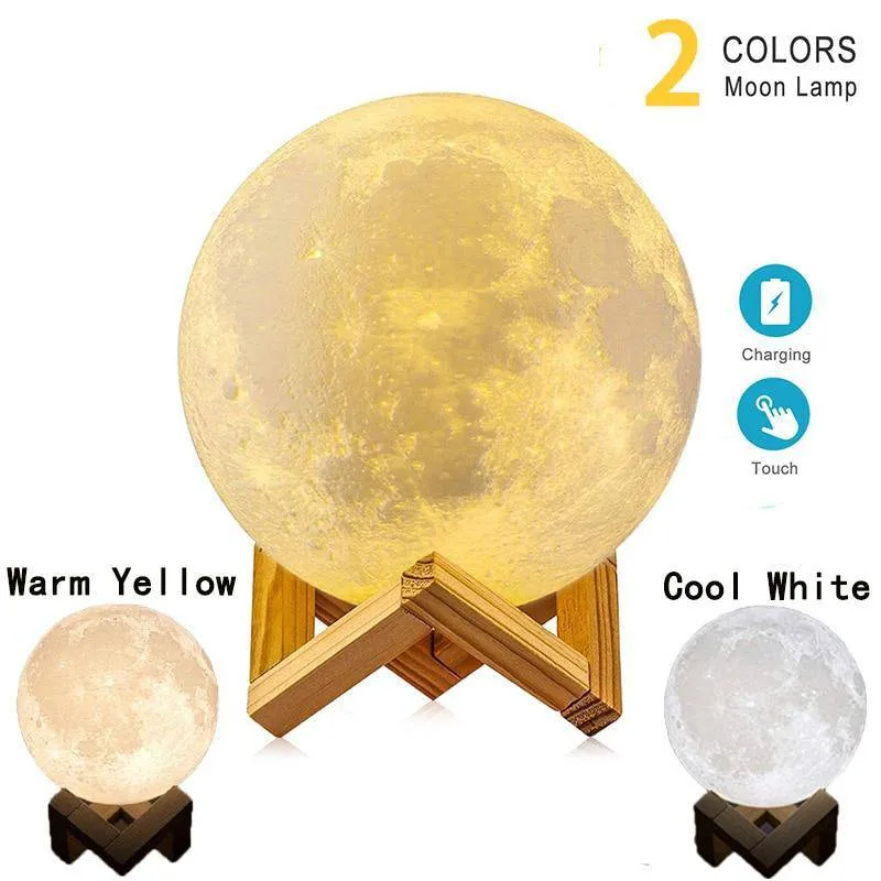 3D Print Galaxy Moon Lamp Night Light USB Rechargeable Home Decor Globe