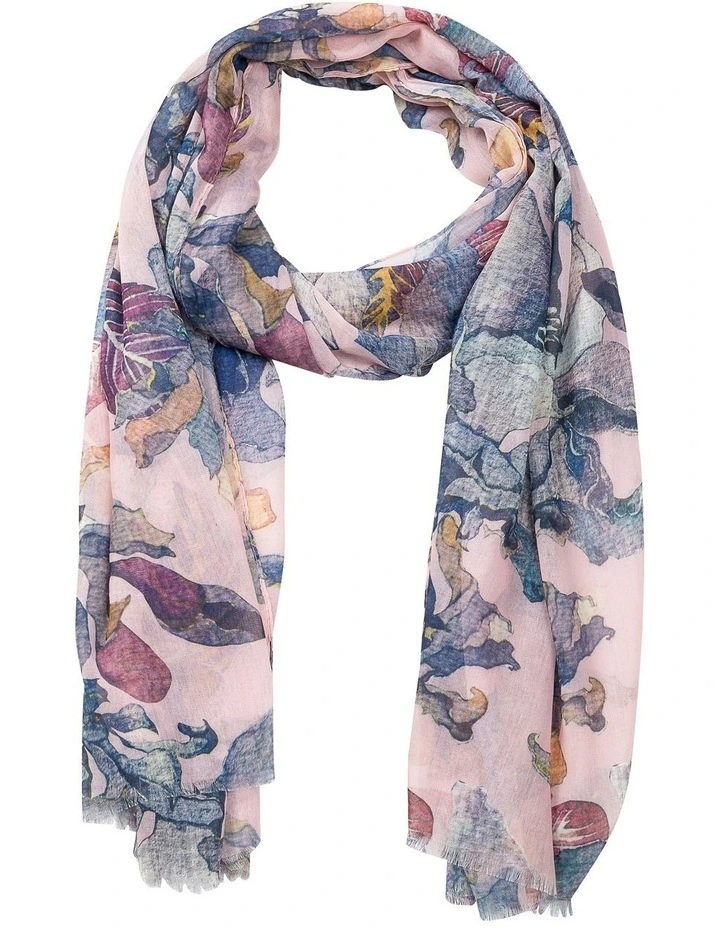 Abstract Leaf Pink Scarf