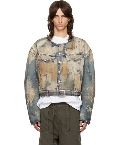 Acne Studios Blue & Tan Cropped Denim Jacket