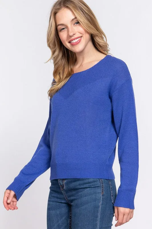 Active Basic Round Neck Waffle Sweater - 3 Colors