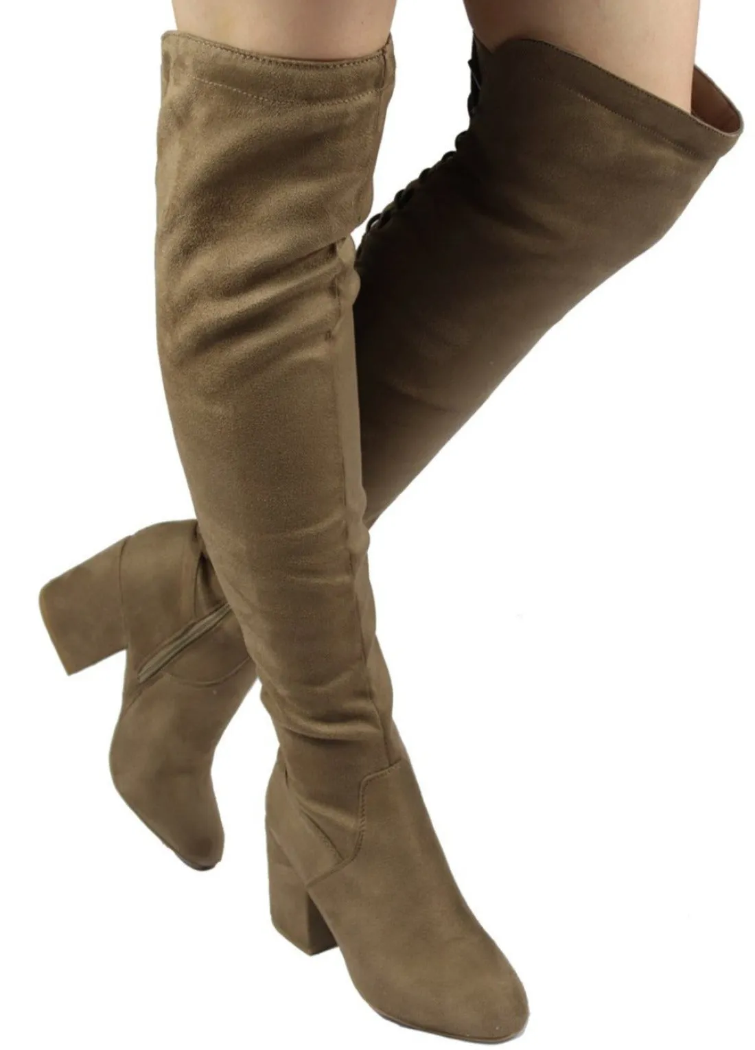 ADA-31 CHUNKY HEEL LACE UP OVER THE KNEE BOOTS