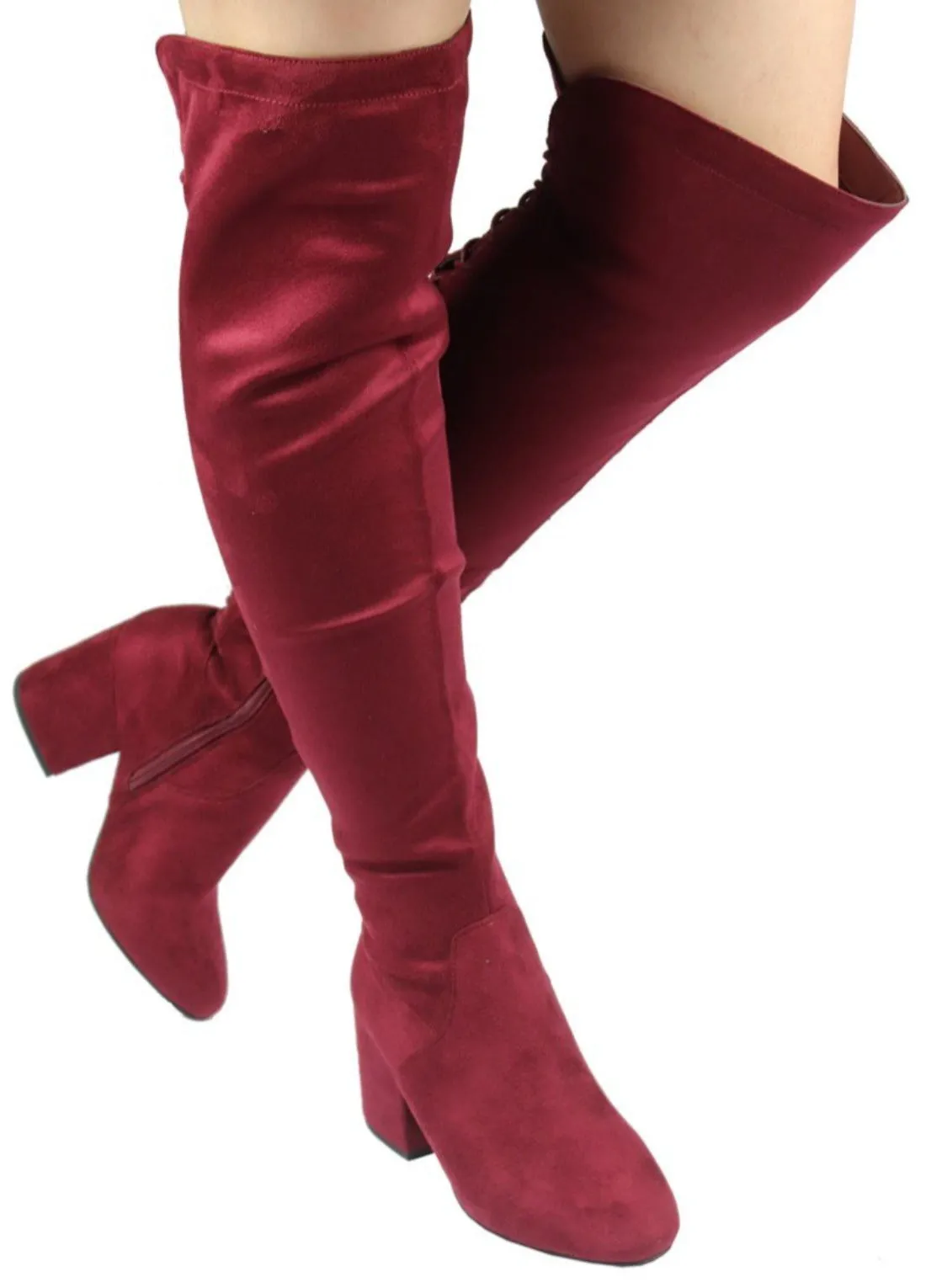 ADA-31 CHUNKY HEEL LACE UP OVER THE KNEE BOOTS