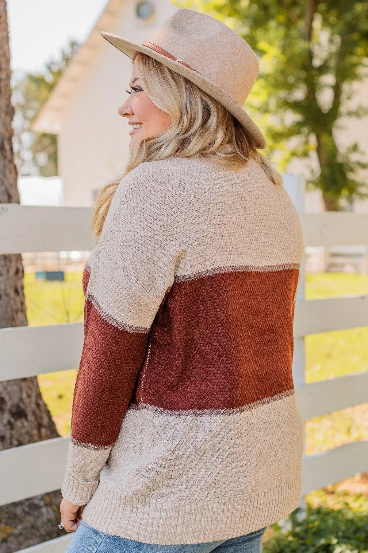 Always There For You Knit Sweater- Copper & Oatmeal