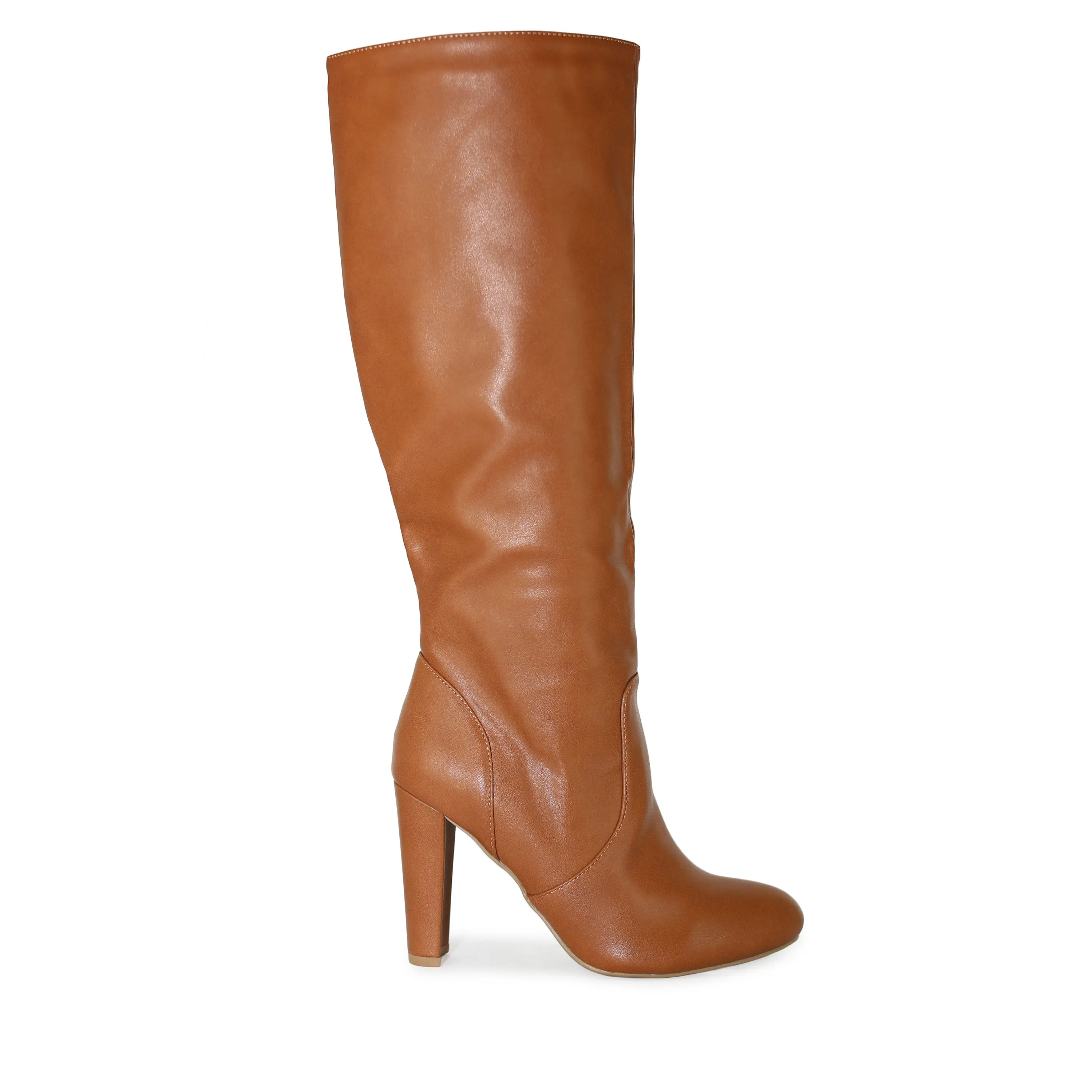 AMAYA-114 Almond Toe Knee-Length Block Heel Boots