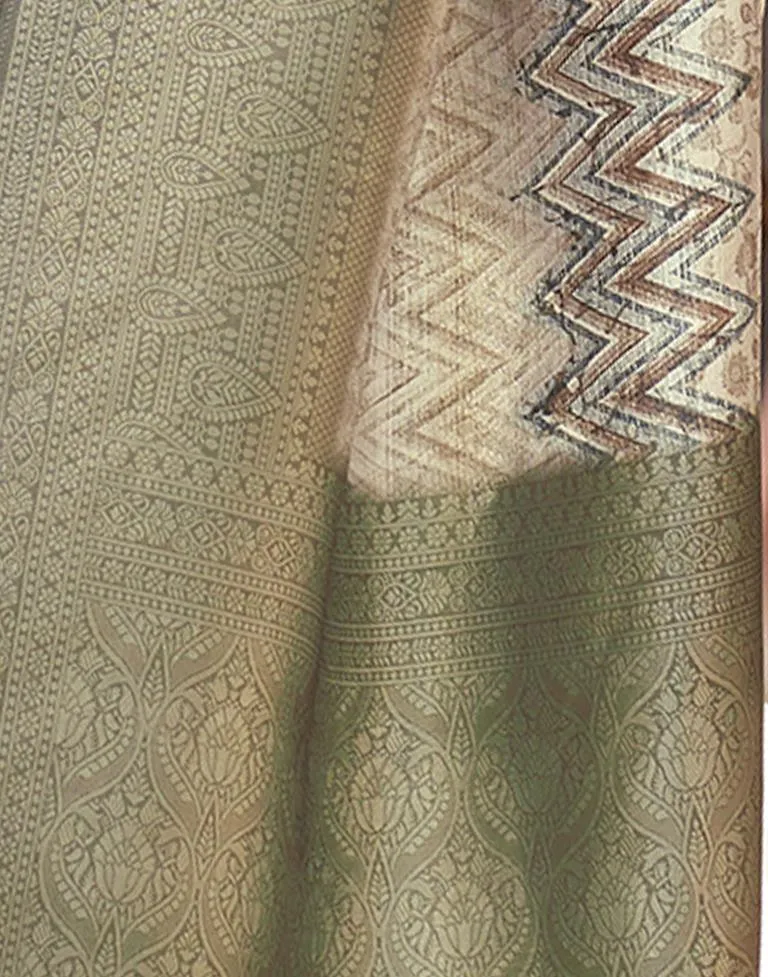 Beige Silk Printed Sarees