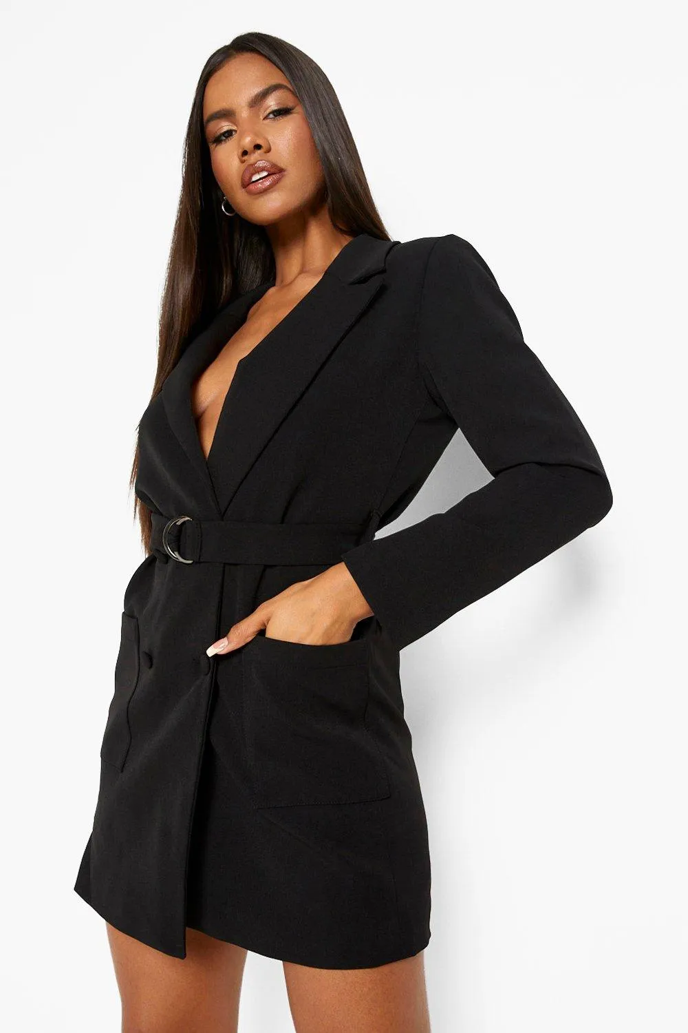 Belted Wrap Blazer Dress