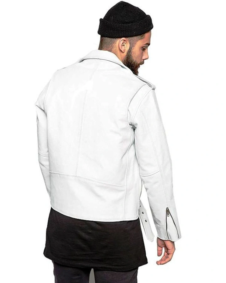 Biker Lambskin White Leather Jacket | William Jacket