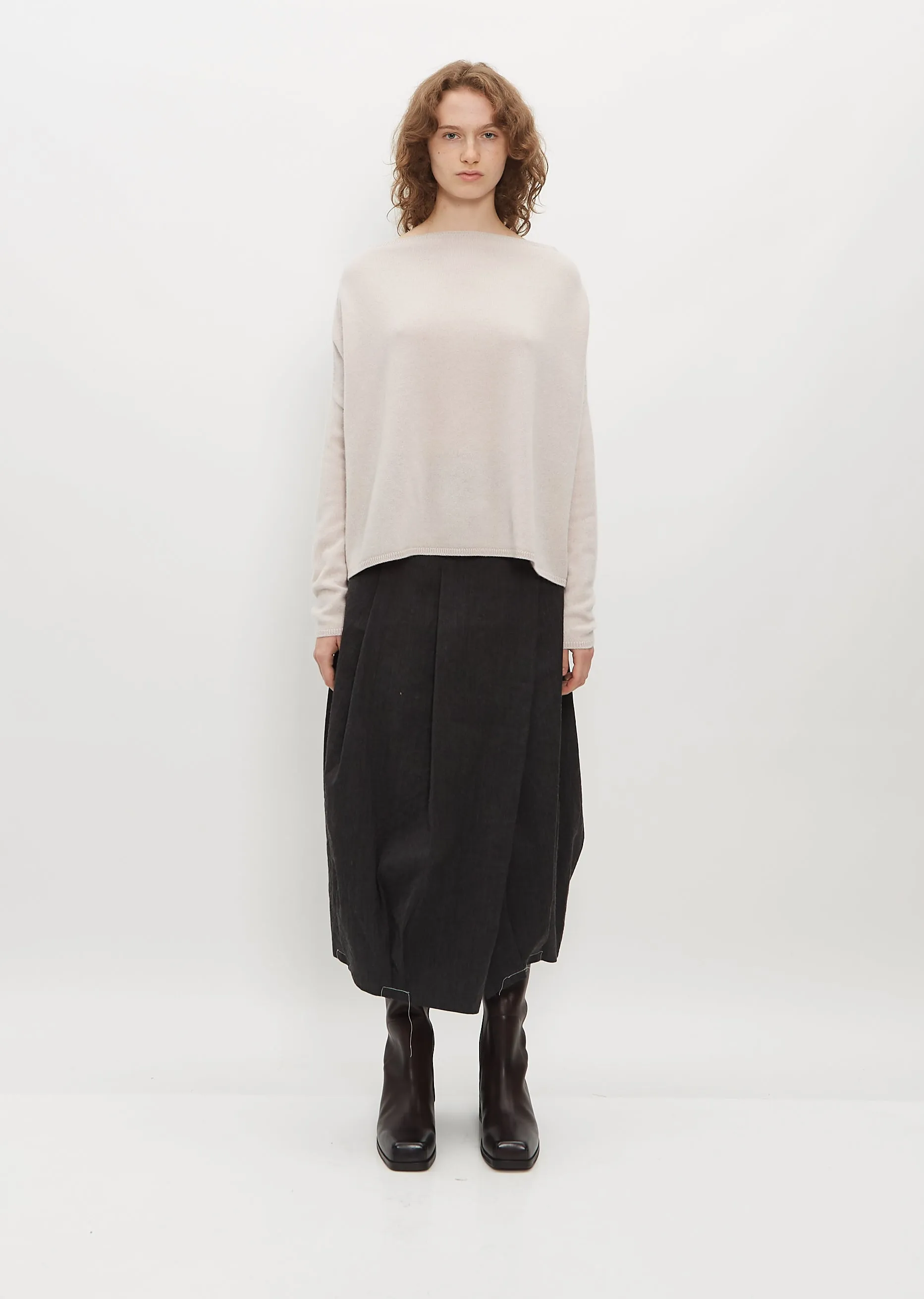 Boatneck Cashmere Sweater — Fog