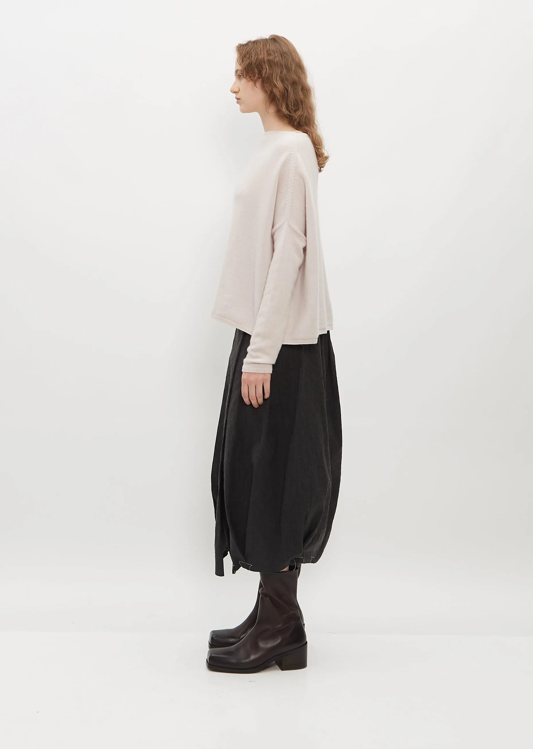 Boatneck Cashmere Sweater — Fog