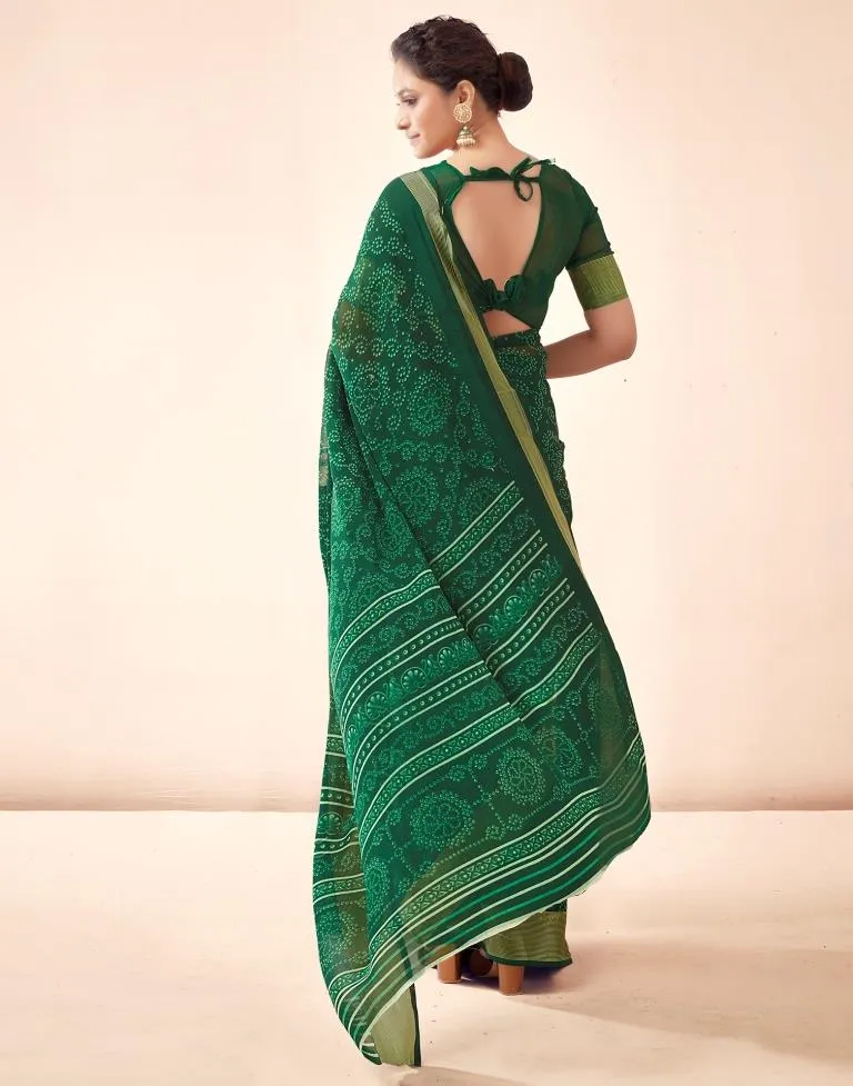 Bottle Green Georgette Bandhani Sarees