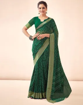 Bottle Green Georgette Bandhani Sarees