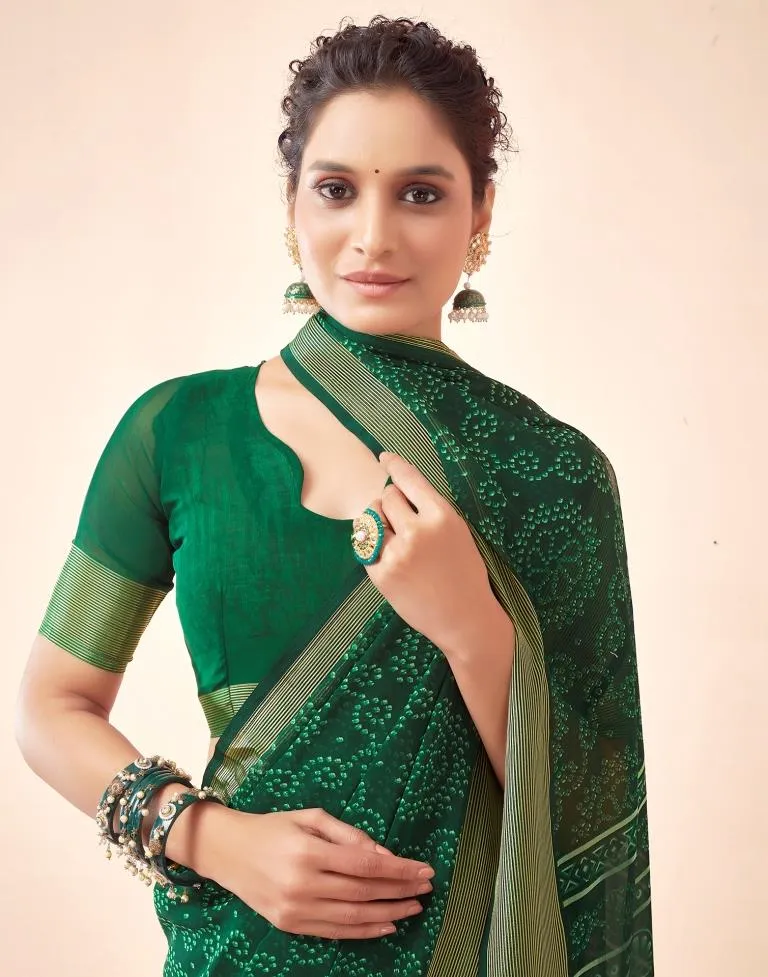 Bottle Green Georgette Bandhani Sarees