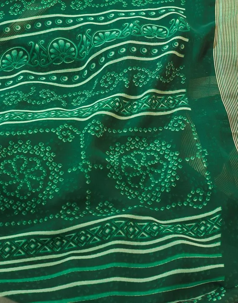 Bottle Green Georgette Bandhani Sarees