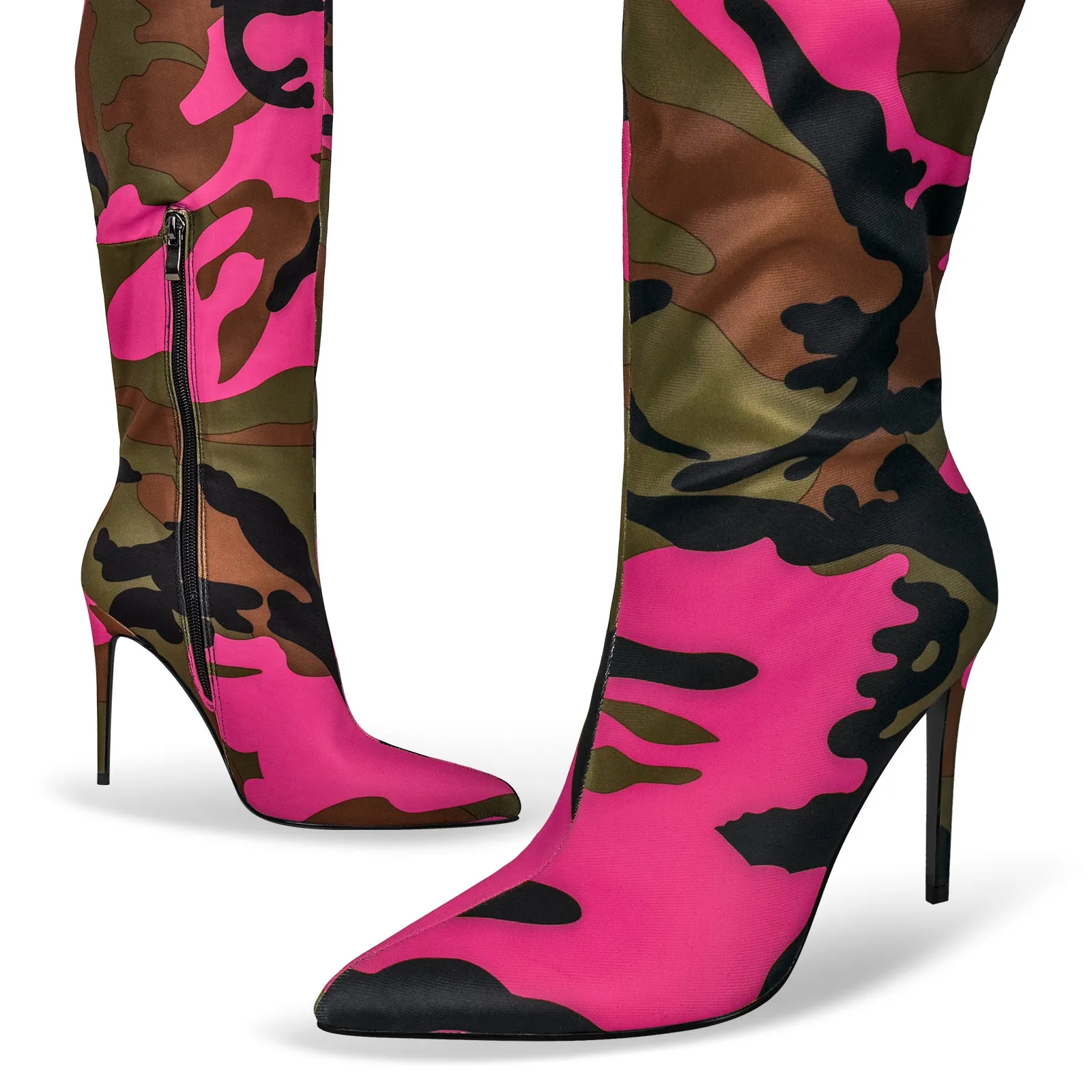 Camouflage Pointed Toe Over The Knee Boots