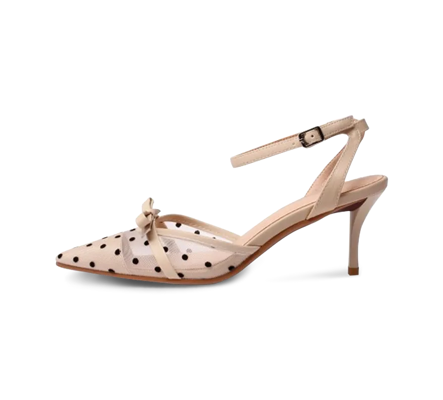 Cara Lace Dot Mid Heel Sandals