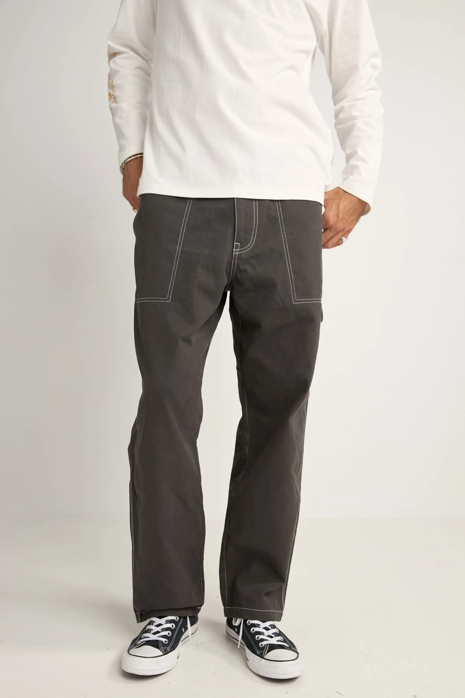 Contrast Stitch Carpenter Pant Black