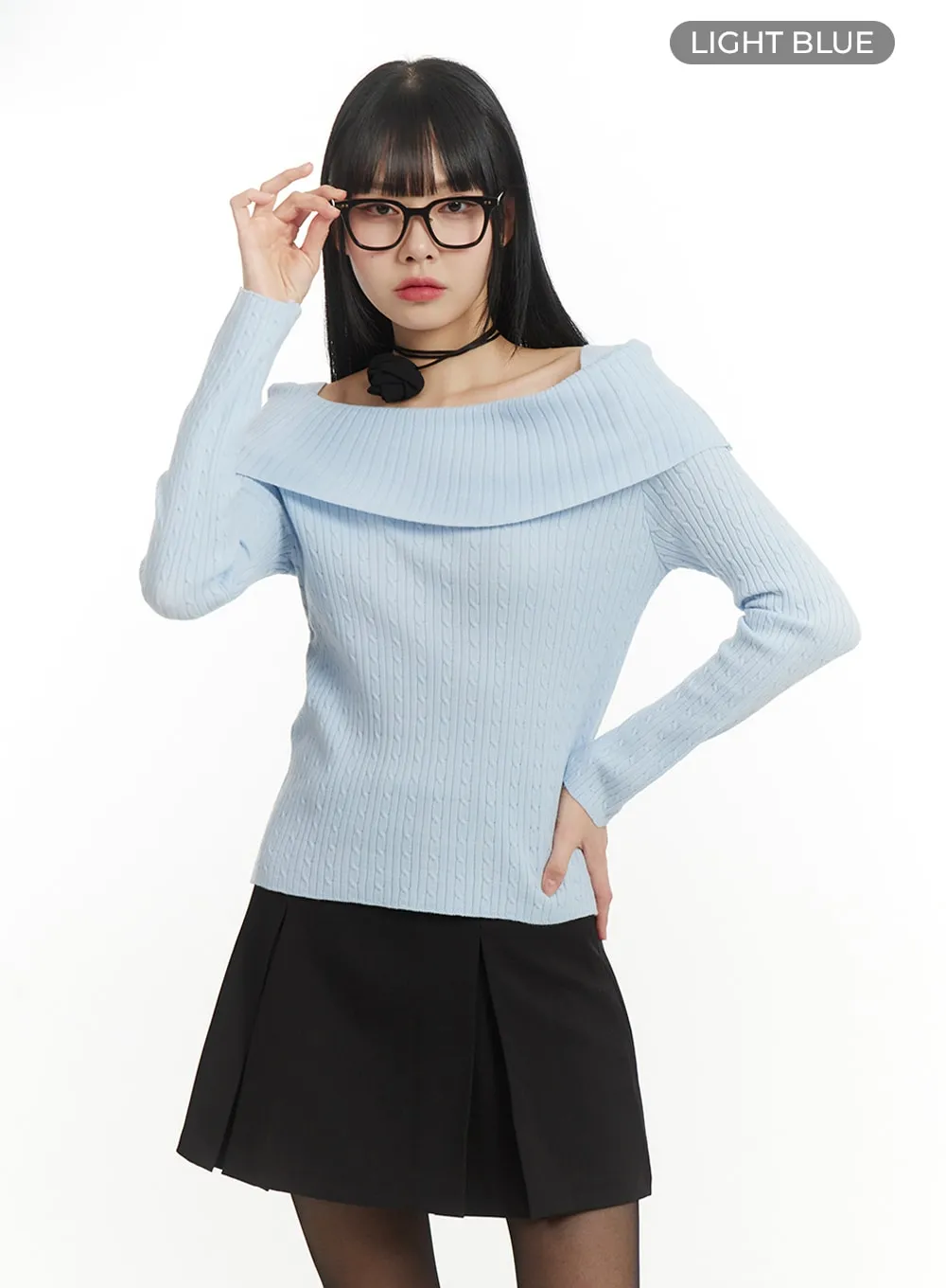 Cozy Knit Off-Shoulder Long Sleeve Sweater IM406