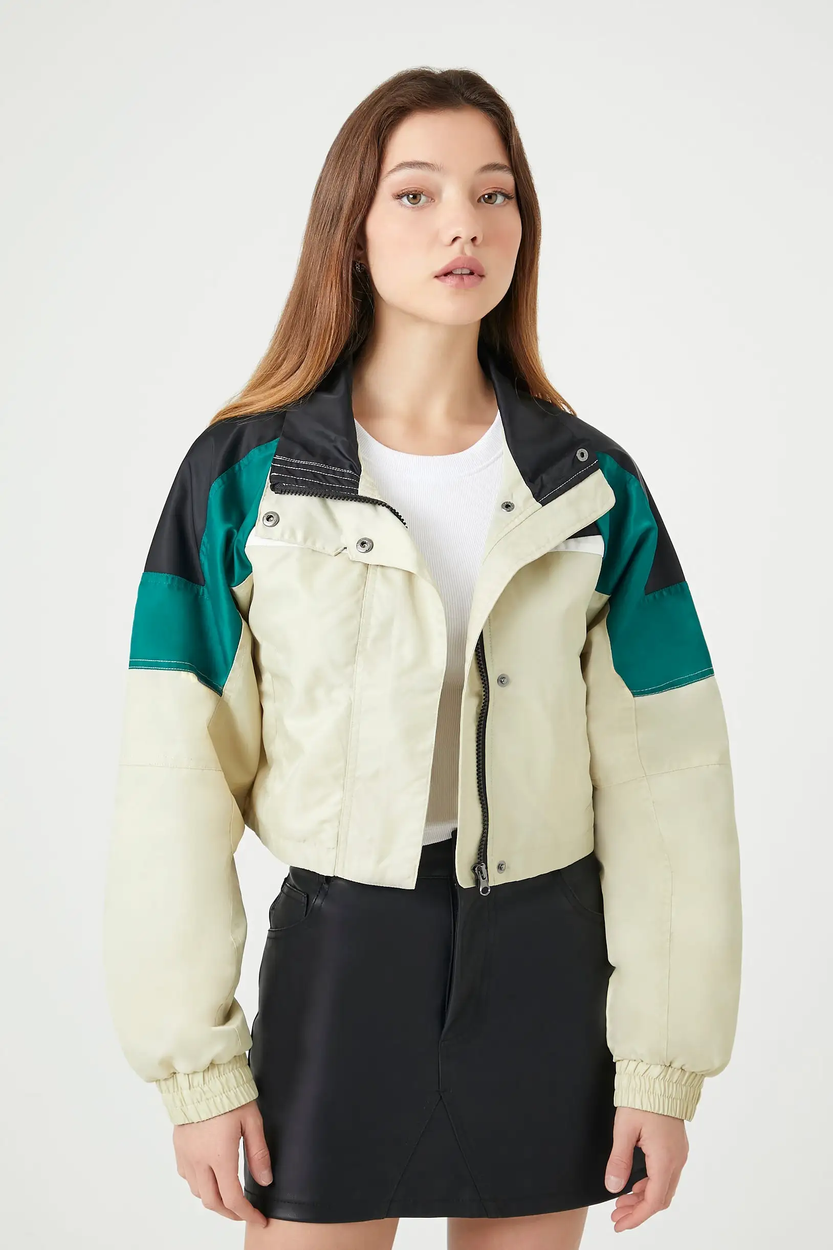 Cropped Colorblock Jacket