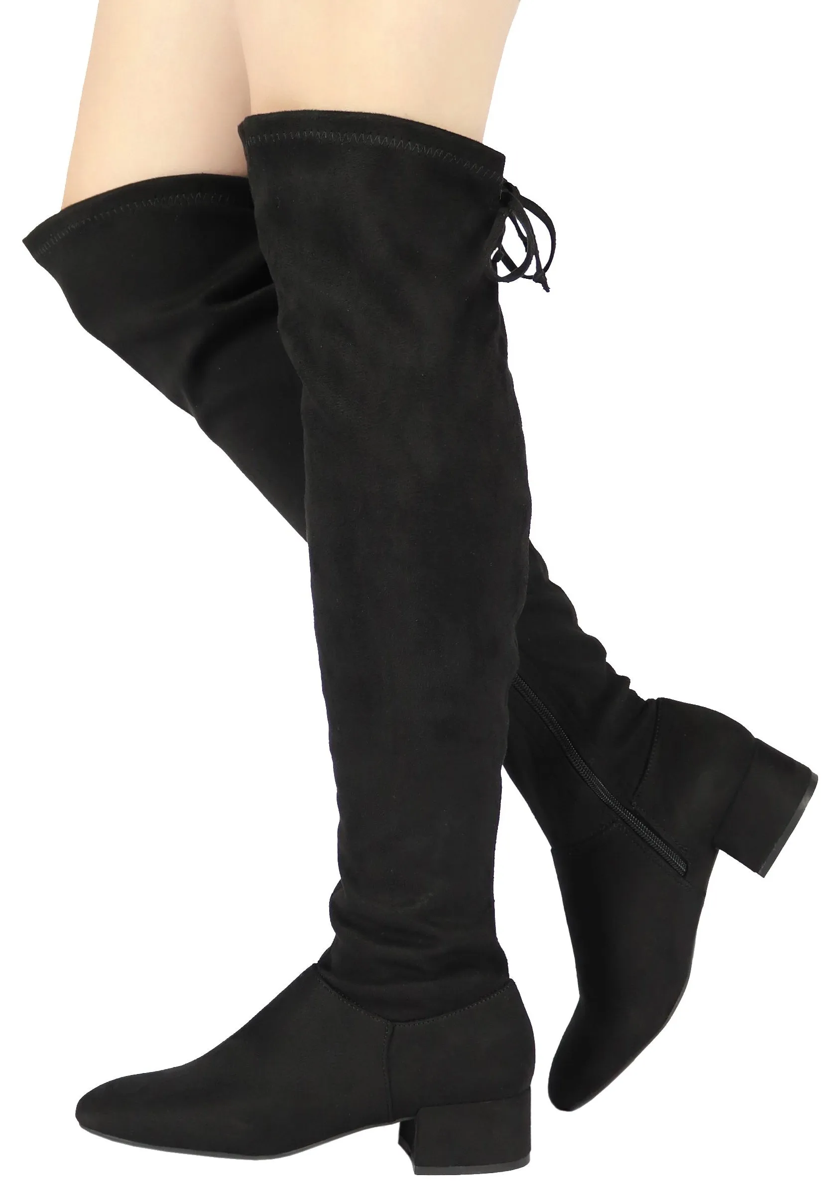 CROSS-01 Over The Knee Low Chunky Block Heel Boots