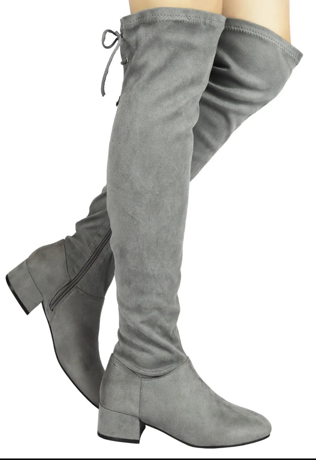 CROSS-01 Over The Knee Low Chunky Block Heel Boots