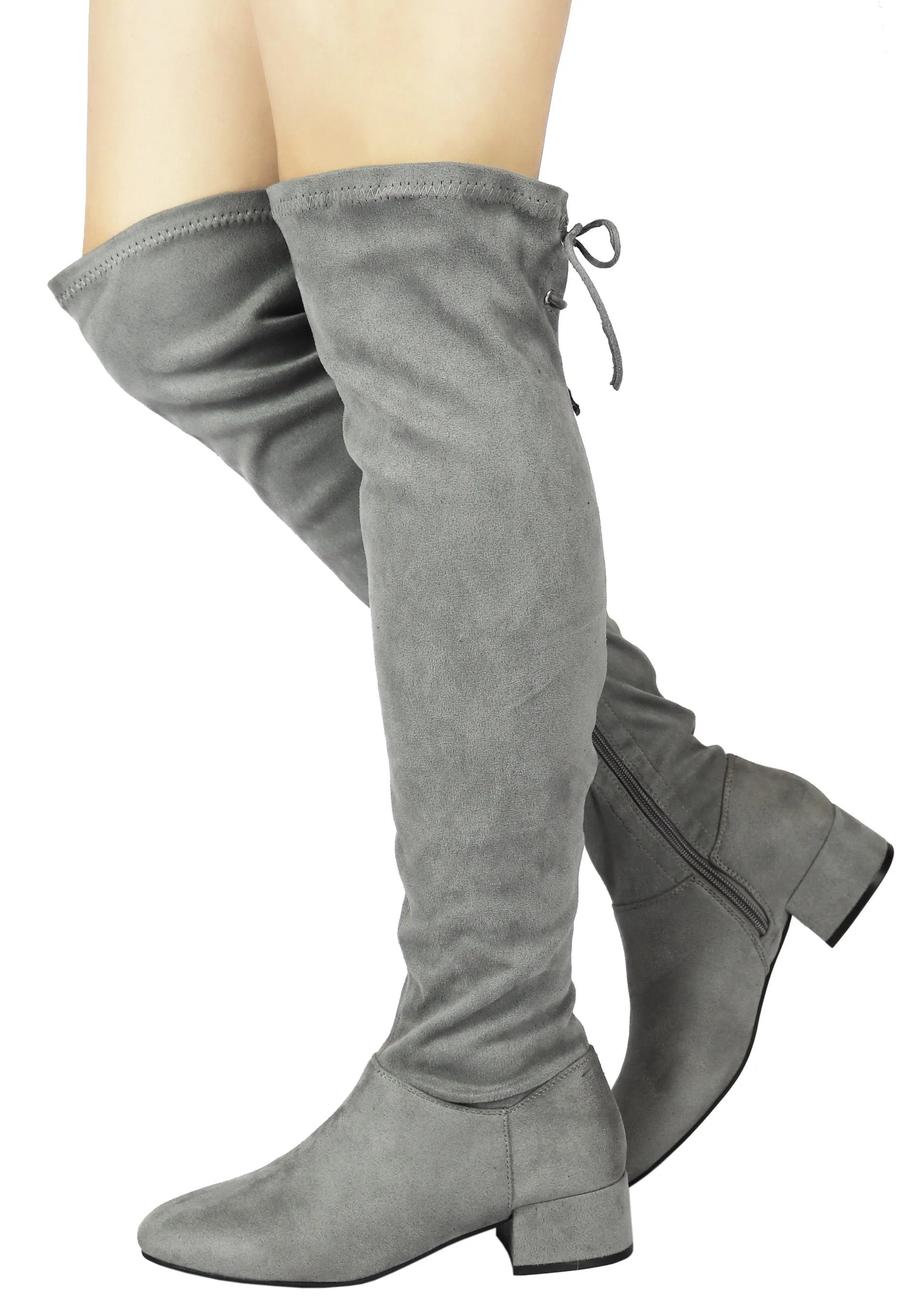 CROSS-01 Over The Knee Low Chunky Block Heel Boots