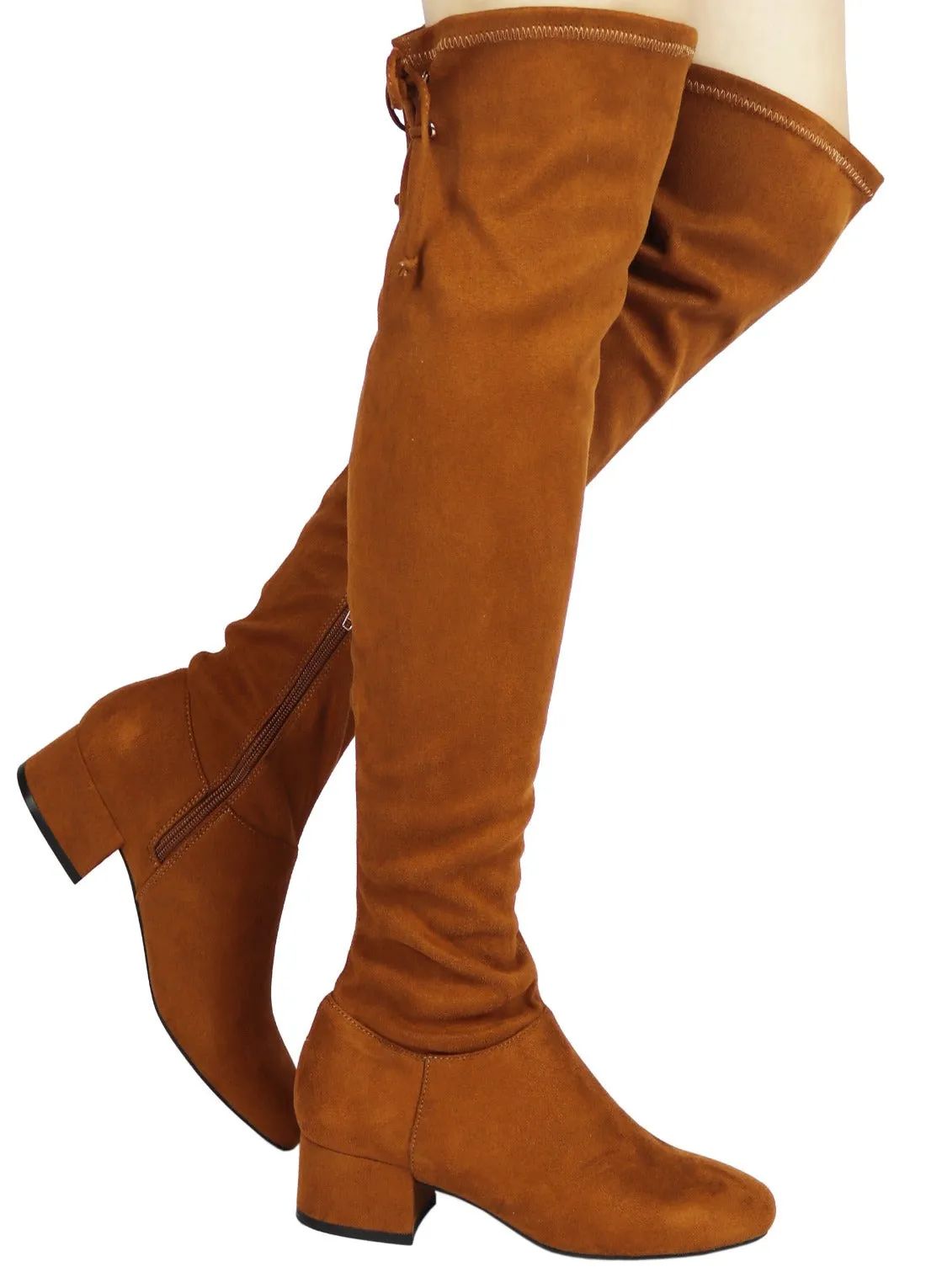 CROSS-01 Over The Knee Low Chunky Block Heel Boots