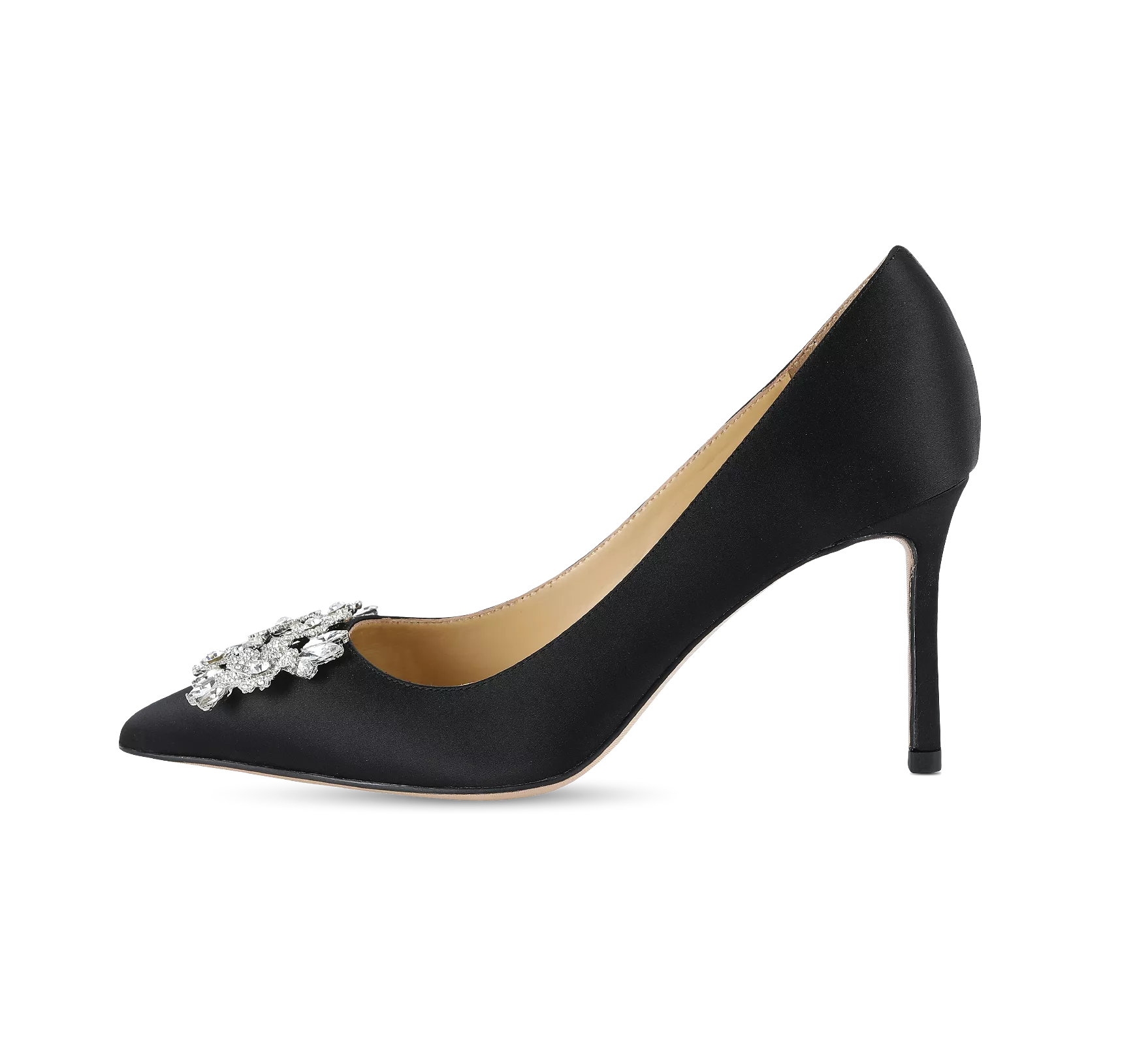 Crystal Buckle Satin Pumps