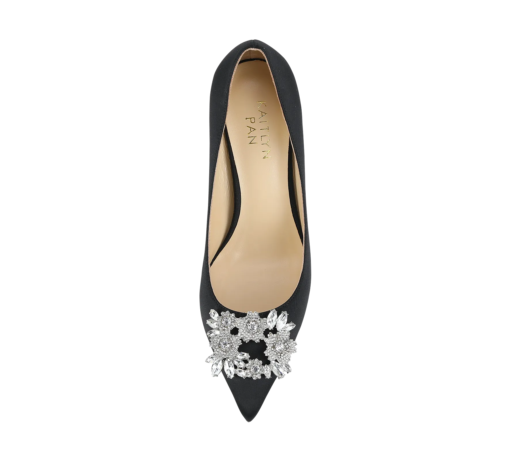 Crystal Buckle Satin Pumps