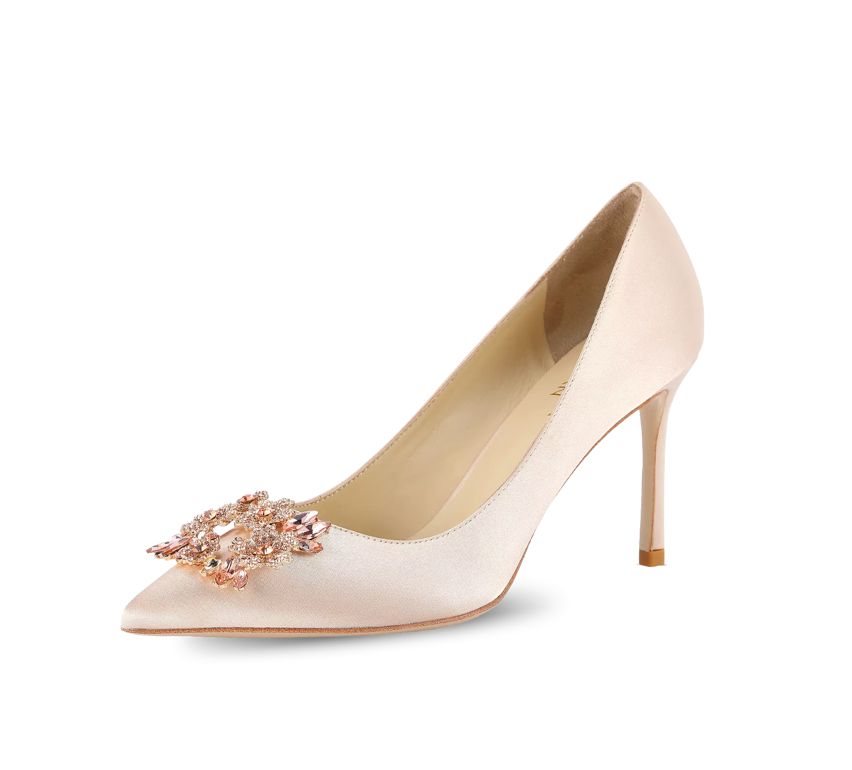 Crystal Buckle Satin Pumps