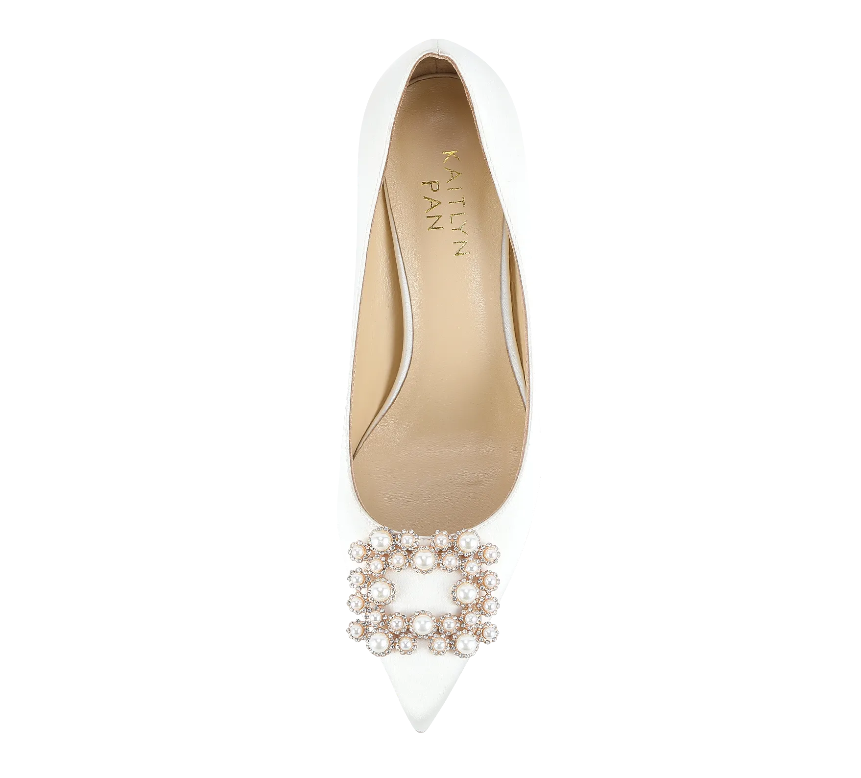 Crystal Pearl Buckled Satin Pumps