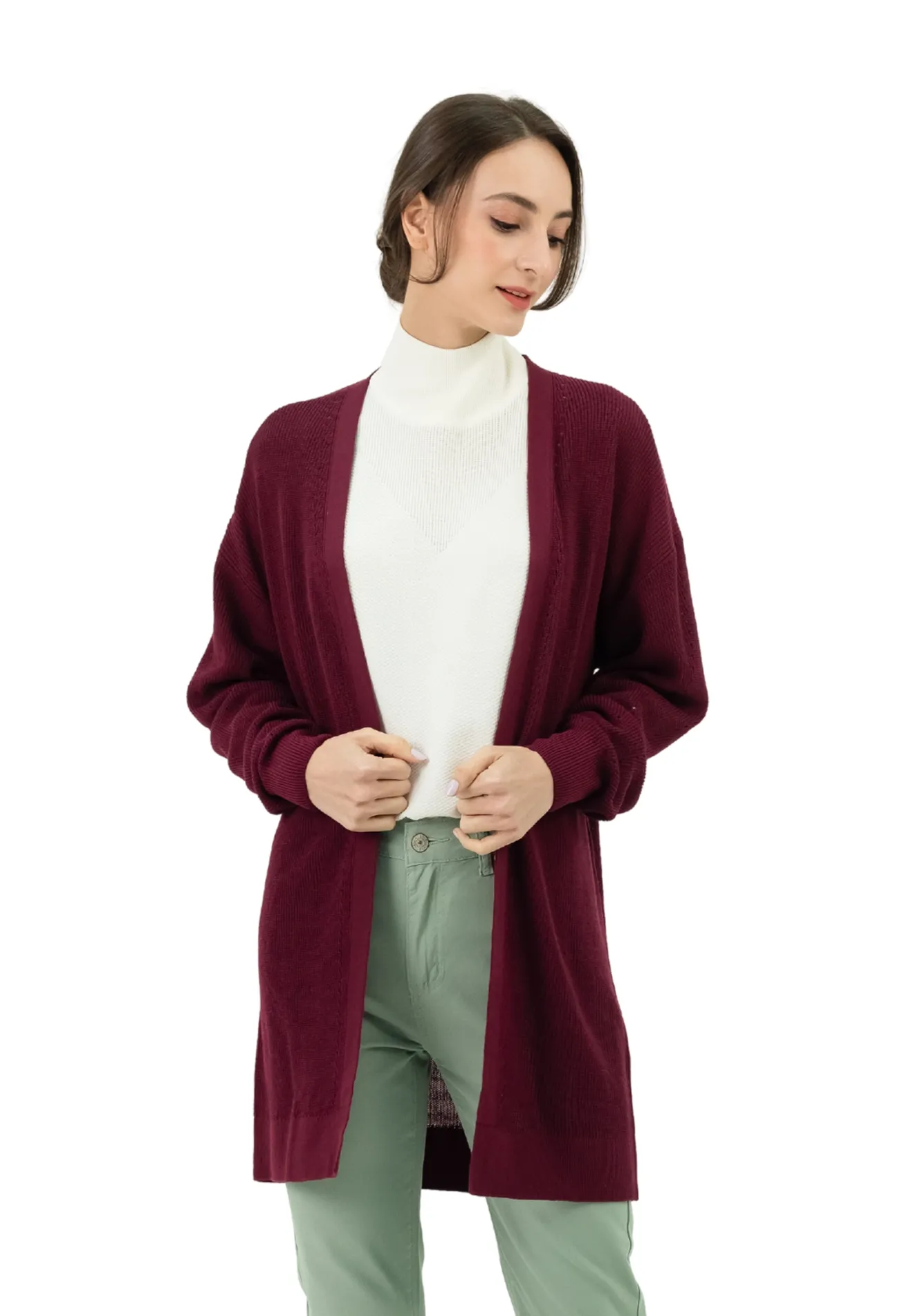 DAISY By VOIR Buttonless Open Flare Cardigan Sweater