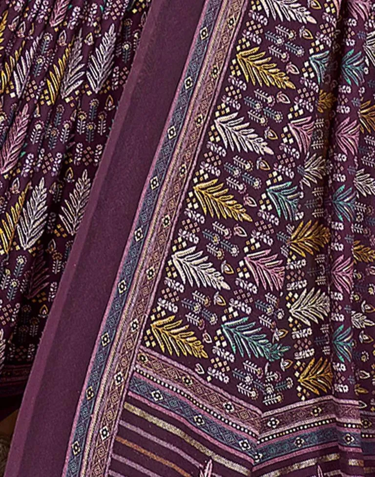 Deep Purple Georgette Printed Sarees