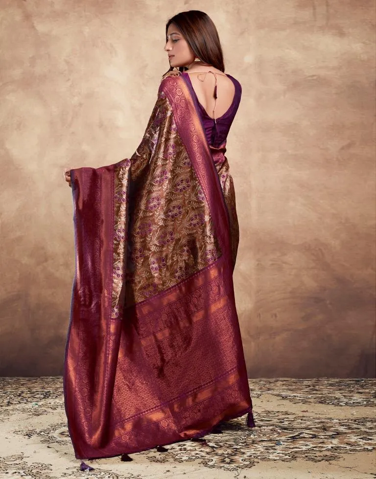 Deep Purple Silk Woven Sarees