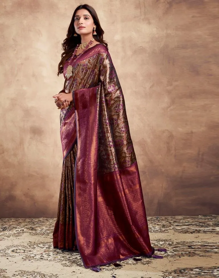 Deep Purple Silk Woven Sarees