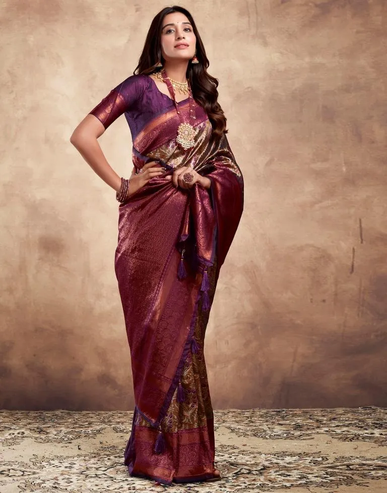 Deep Purple Silk Woven Sarees