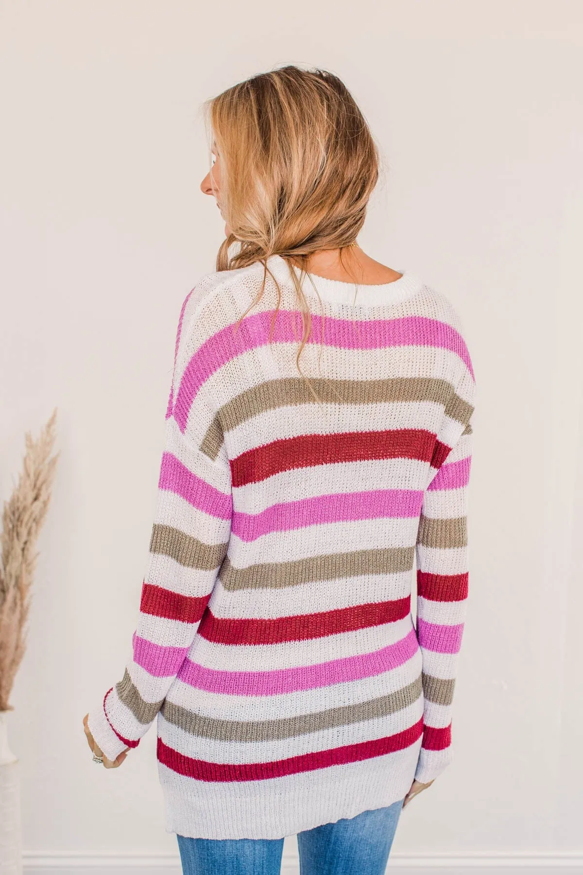 Done For The Day Striped Sweater- Orchid & Mocha