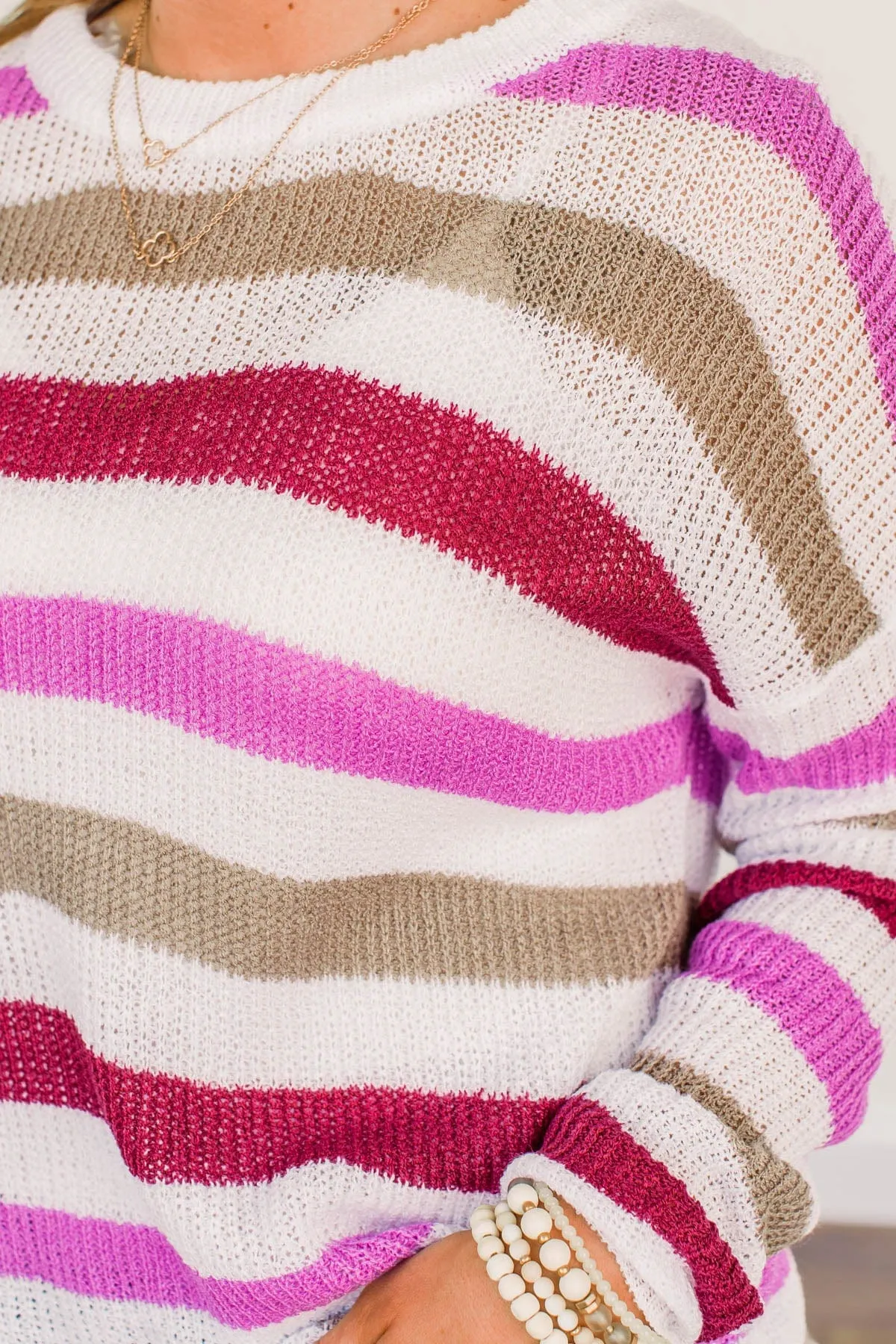 Done For The Day Striped Sweater- Orchid & Mocha