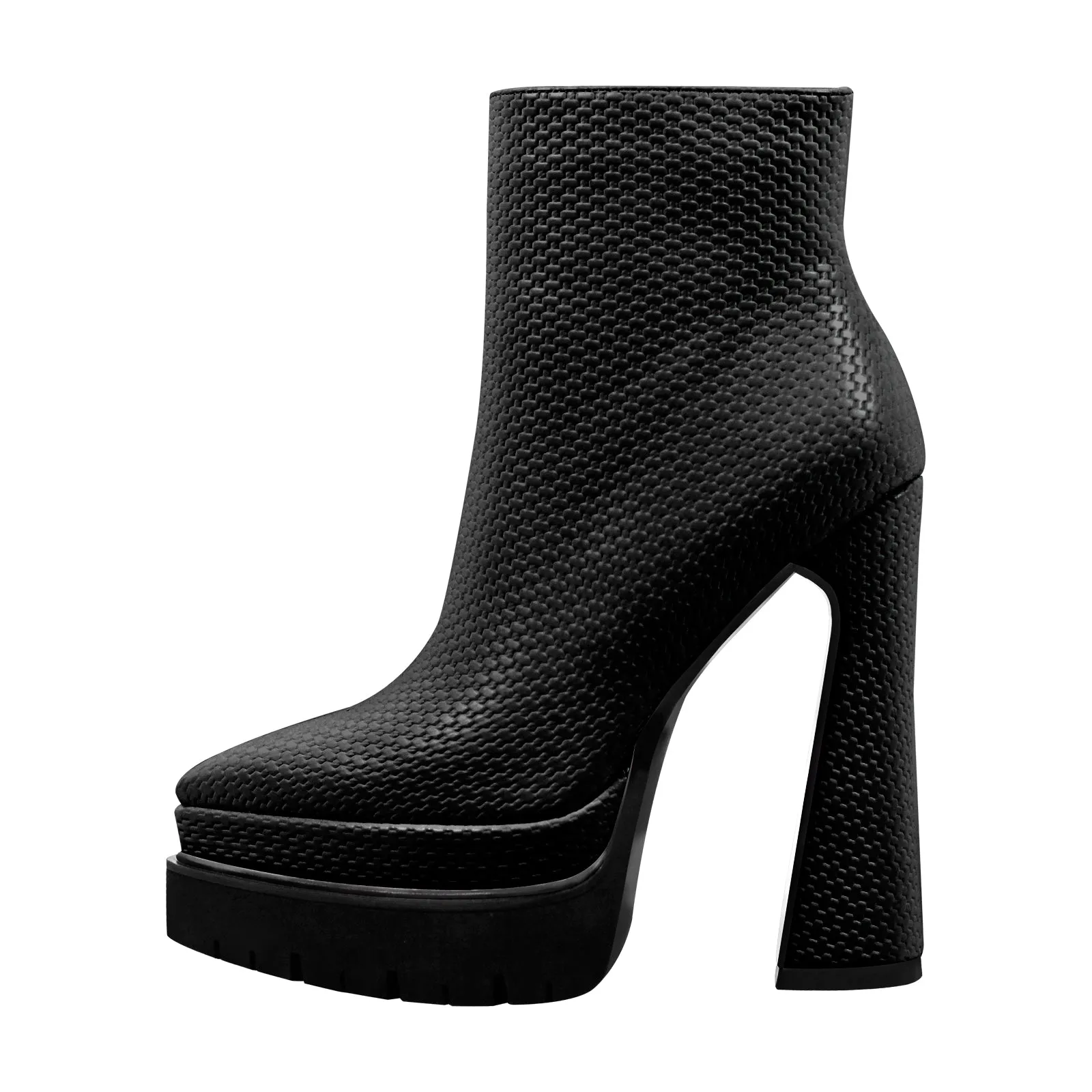 Double Platform Pointed Toe Zipper Ankle Boots