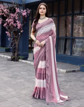 Dusty Purple Georgette Printed Sarees