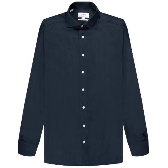 Eton Merino Wool Shirt Dark Blue