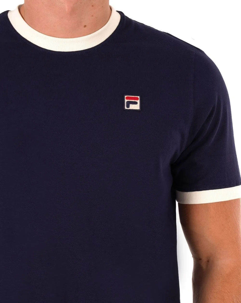 Fila Vintage Ringer T Shirt Navy/Gardenia