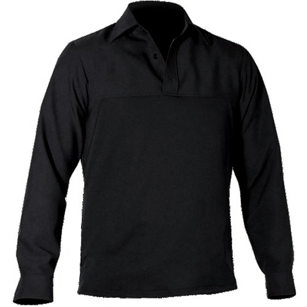 Firemen Police Public Safety | Long Sleeve Armorskin Wool Collared Shirt | Black Wool Blend Firemen Police Uniform Base Shirt