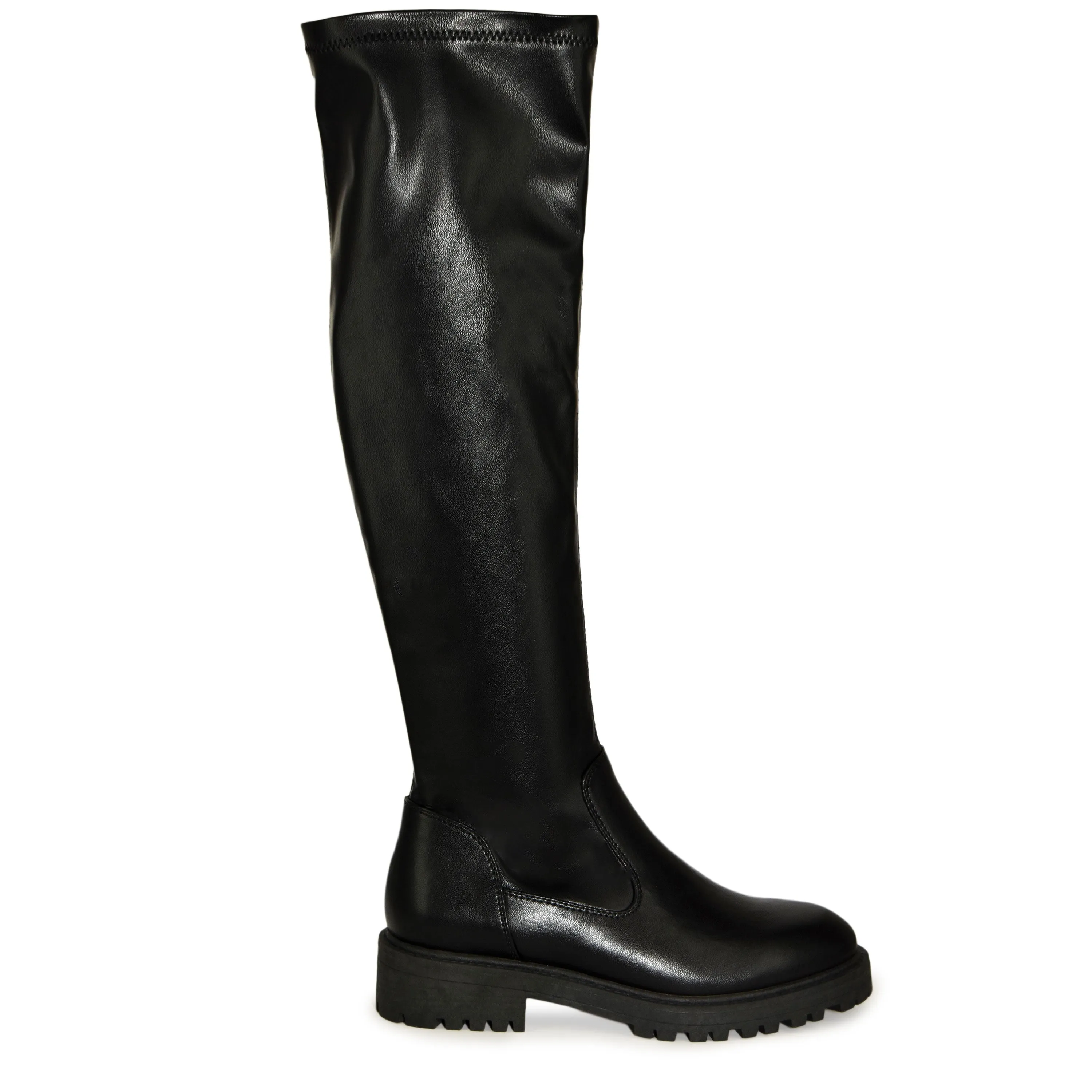 GINA-01 Knee Length Lug Sole Round Toe Boots