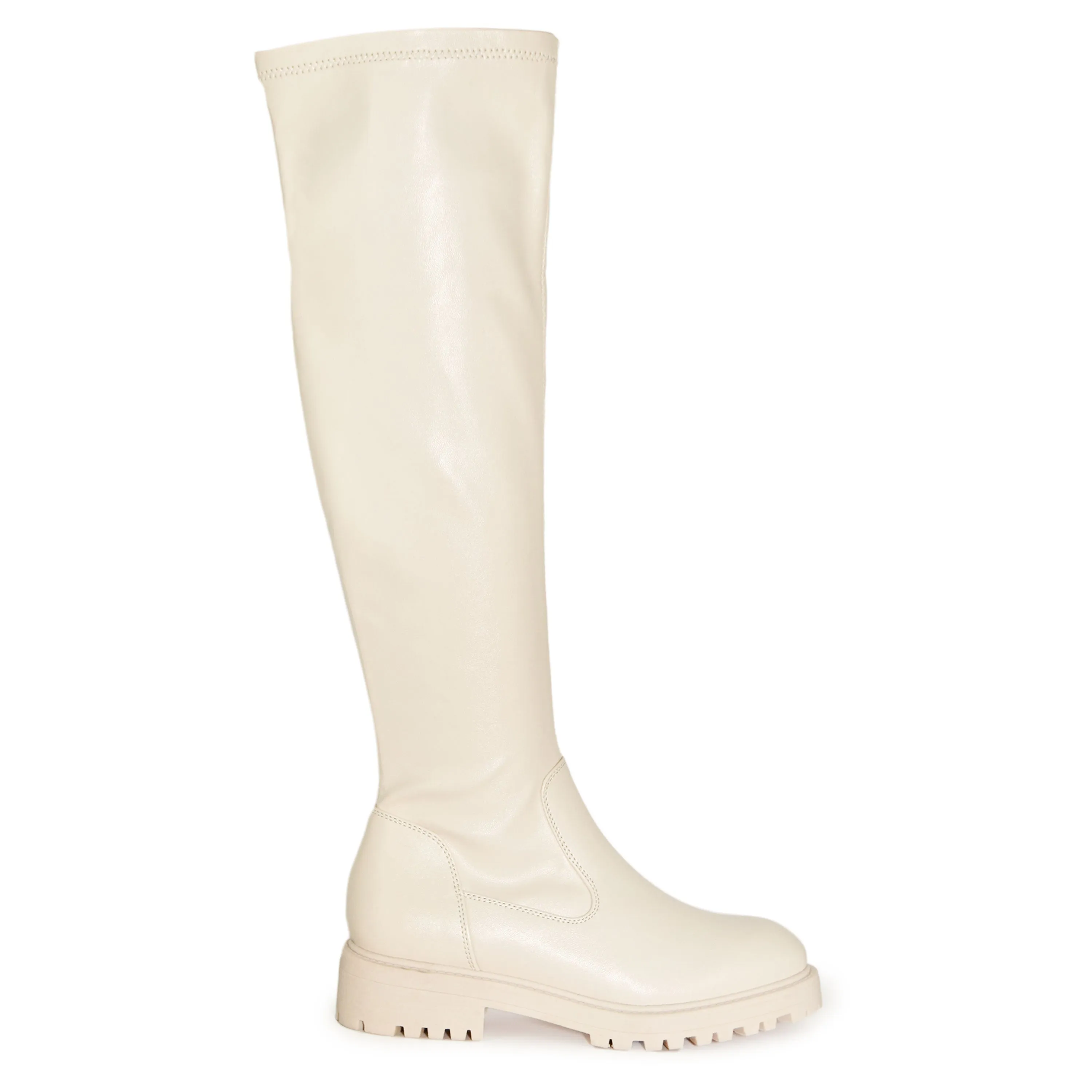 GINA-01 Knee Length Lug Sole Round Toe Boots