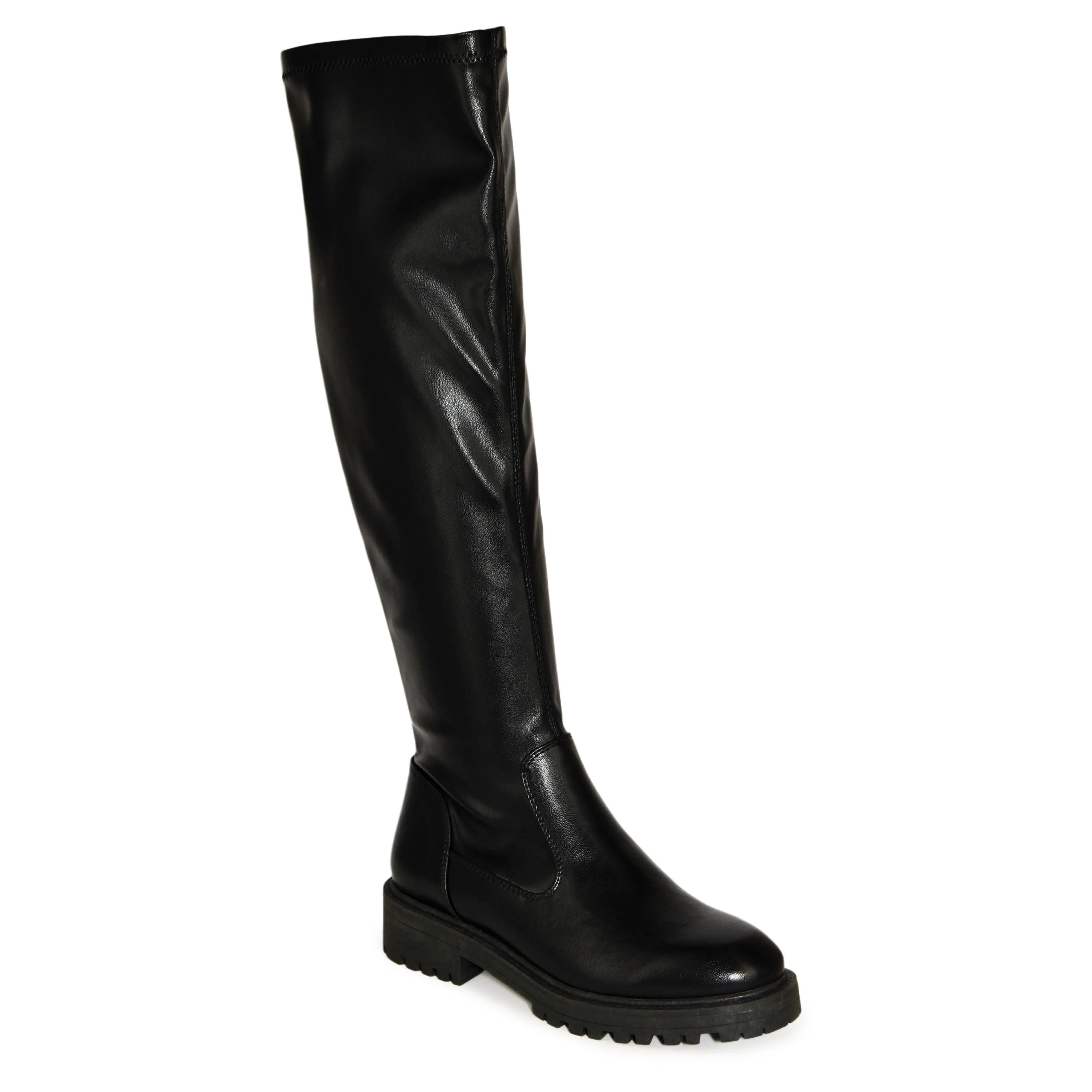 GINA-01 Knee Length Lug Sole Round Toe Boots