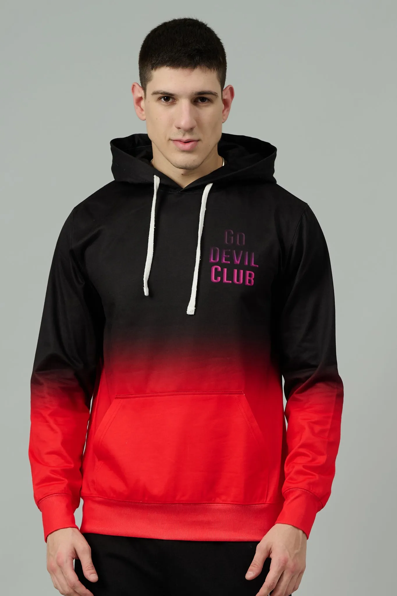 Go Devil Club Printed Black & Red Hoodie for Men