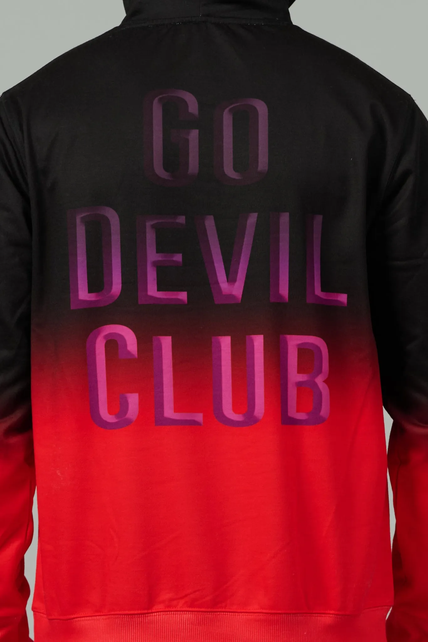 Go Devil Club Printed Black & Red Hoodie for Men